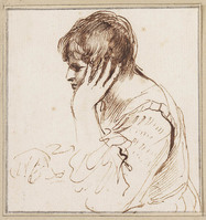 H 086
<br/>
Zittende jongen, het hoofd in de hand gesteund
<br/>
<em>Guercino (1591-1666) - atelier van</em>